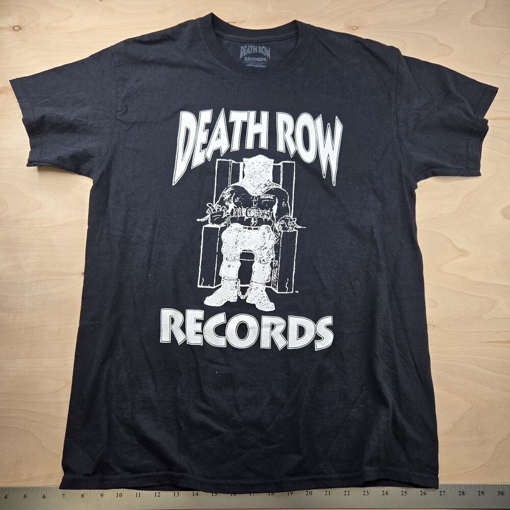 Vintage Style Death Row Records T-Shirt Size L Black Notorious BIG Tupac
